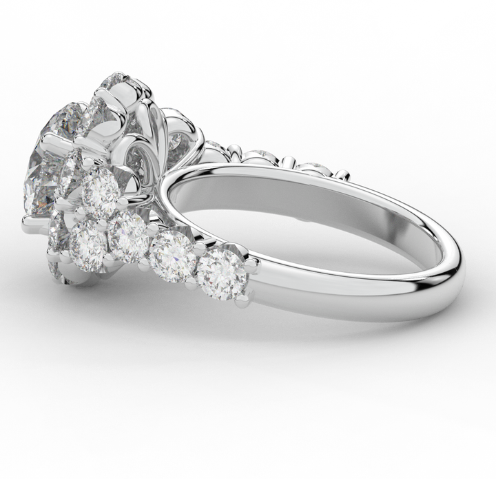 4.75CT.TW ROUND LAB DIAMOND HALO ENGAGEMENT RING - Nazarelle