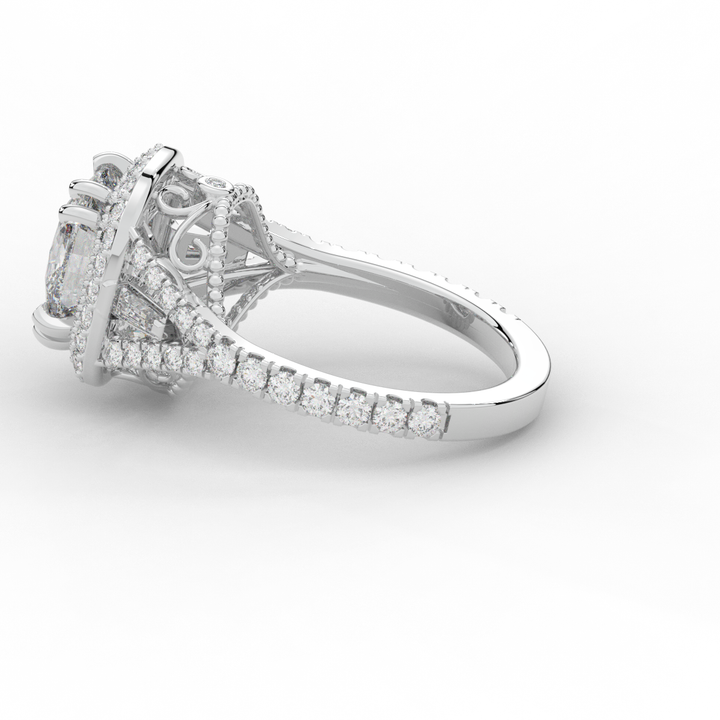 2.50CT.TW CUSHION LAB DIAMOND HALO ENGAGEMENT RING - Nazarelle