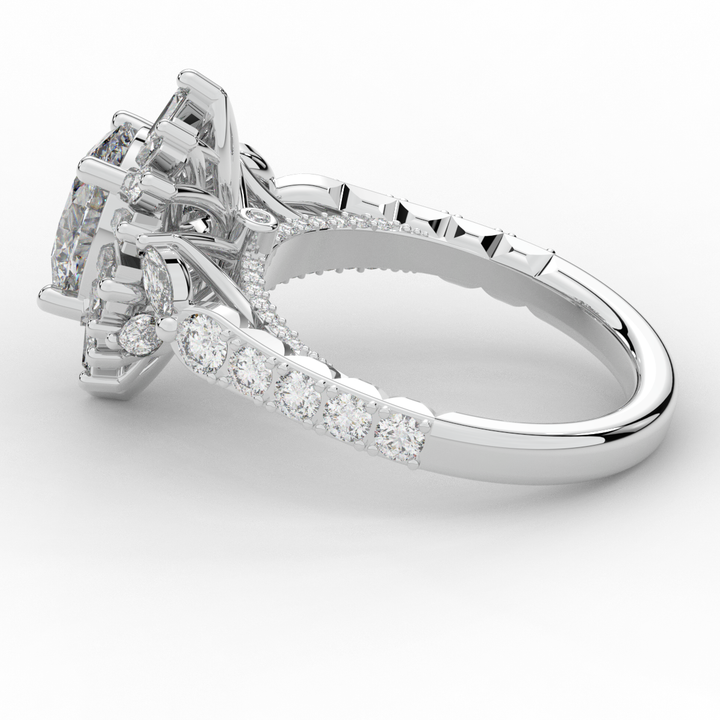 3.10CT.TW OVAL LAB DIAMOND HALO ENGAGEMENT RING - Nazarelle