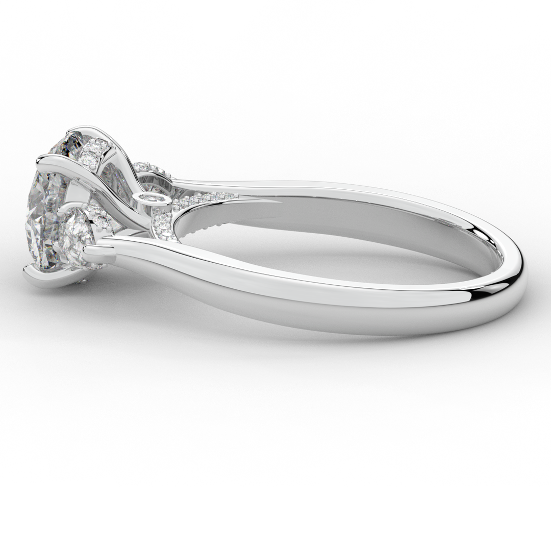 2.40CT.TW ROUND LAB DIAMOND 3 STONE ENGAGEMENT RING - Nazarelle