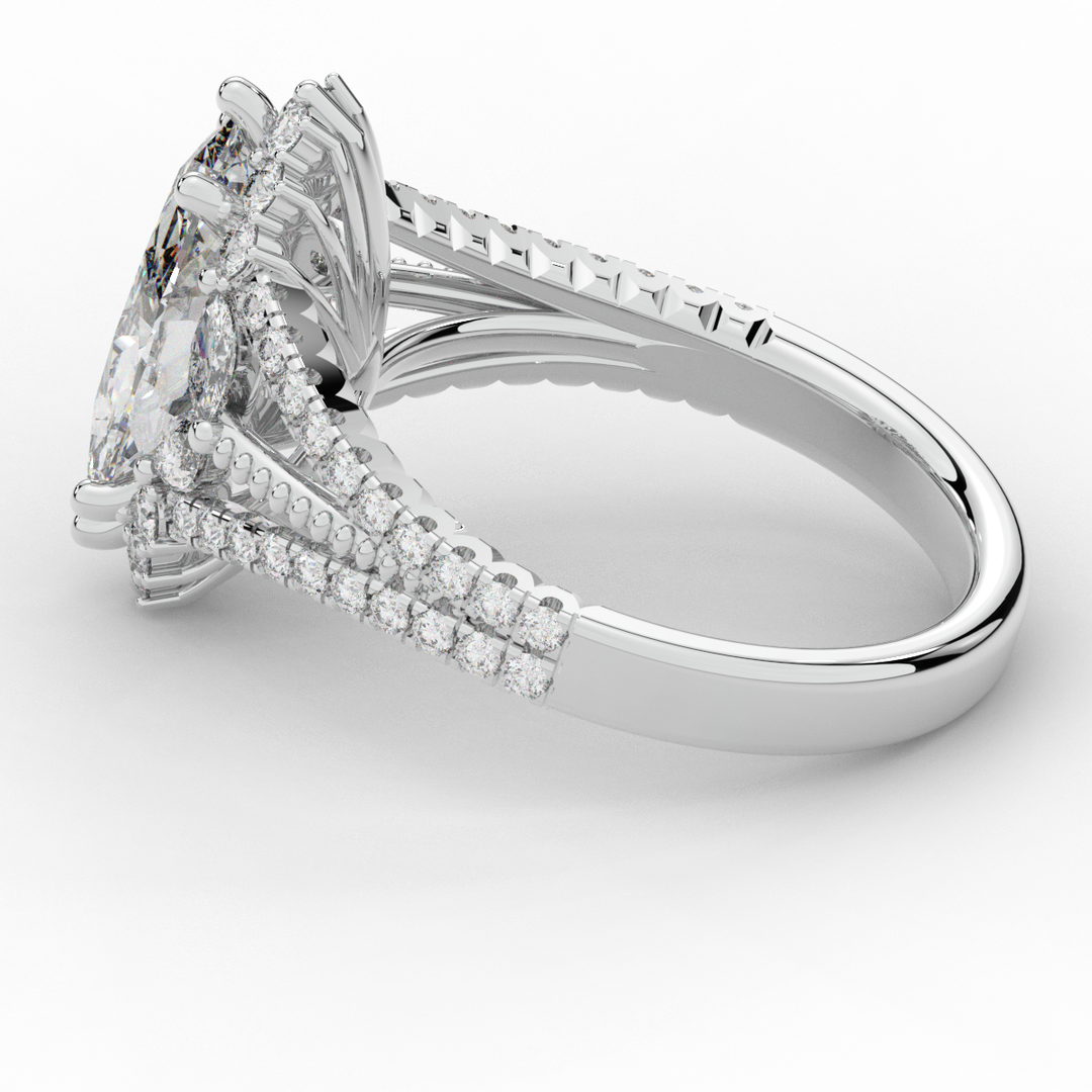 2.70CT.TW MARQUISE LAB DIAMOND HALO ENGAGEMENT RING - Nazarelle