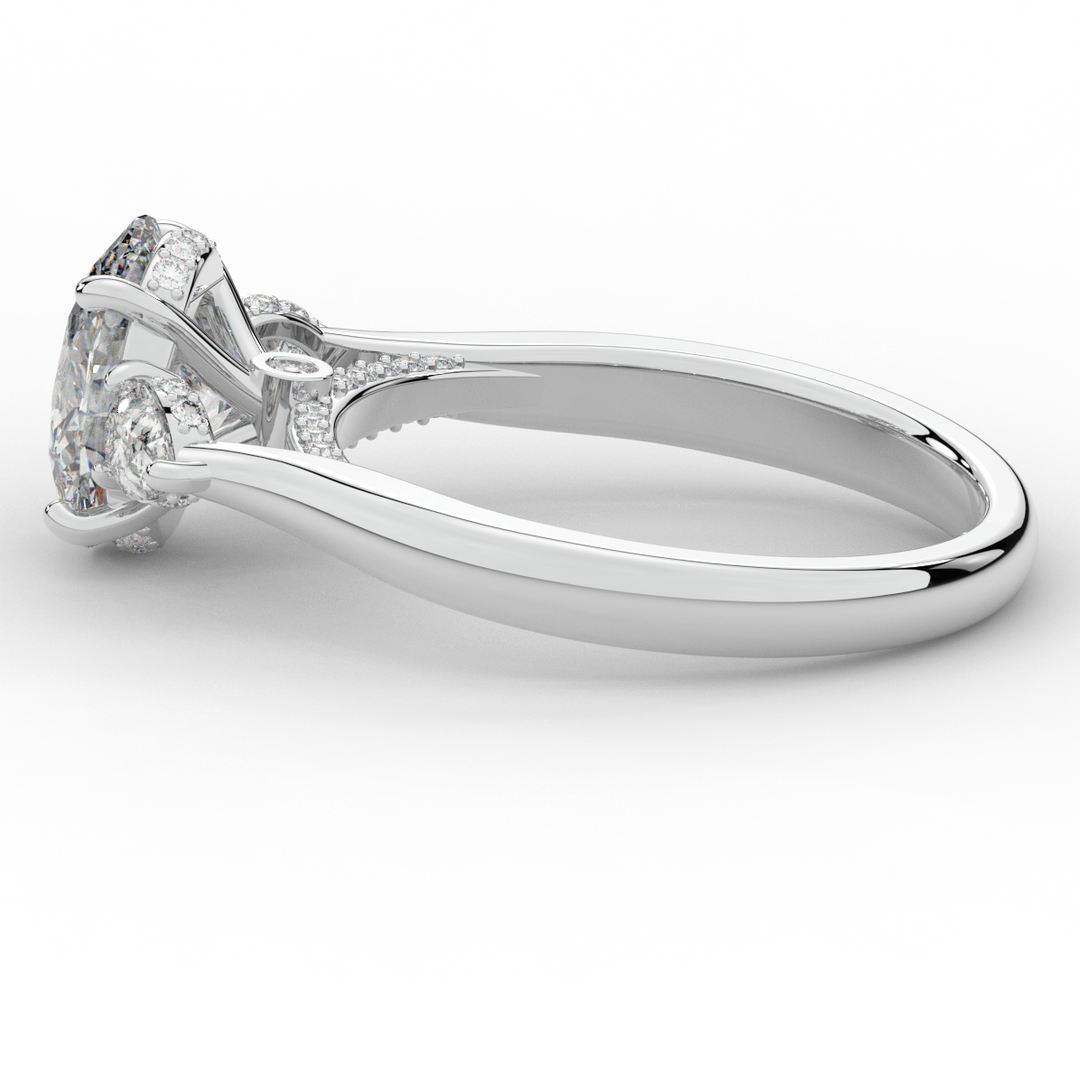 2.40CT.TW OVAL LAB DIAMOND 3 STONE ENGAGEMENT RING - Nazarelle