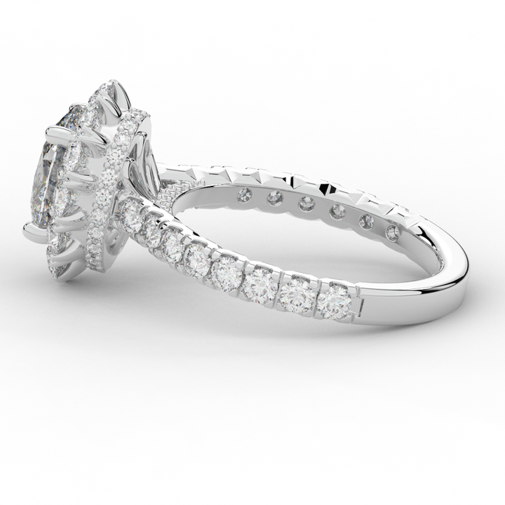 3.40CT.TW OVAL LAB DIAMOND HALO ENGAGEMENT RING - Nazarelle