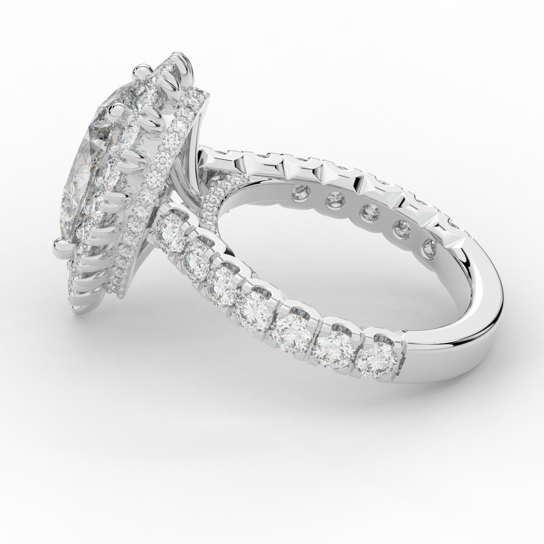 4.90CT.TW PEAR LAB DIAMOND HALO ENGAGEMENT RING - Nazarelle