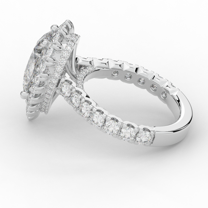 4.90CT.TW PEAR LAB DIAMOND HALO ENGAGEMENT RING - Nazarelle