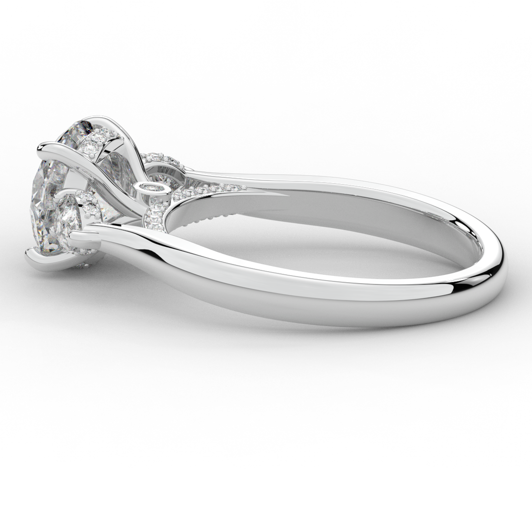 2.40CT.TW ROUND LAB DIAMOND 3 STONE ENGAGEMENT RING - Nazarelle