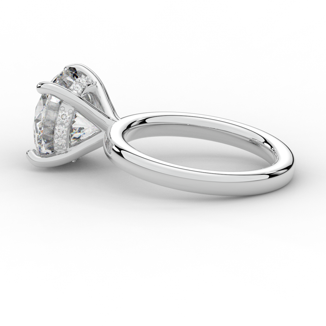 3.05CT.TW ROUND LAB DIAMOND UNDERHALO ENGAGEMENT RING - Nazarelle