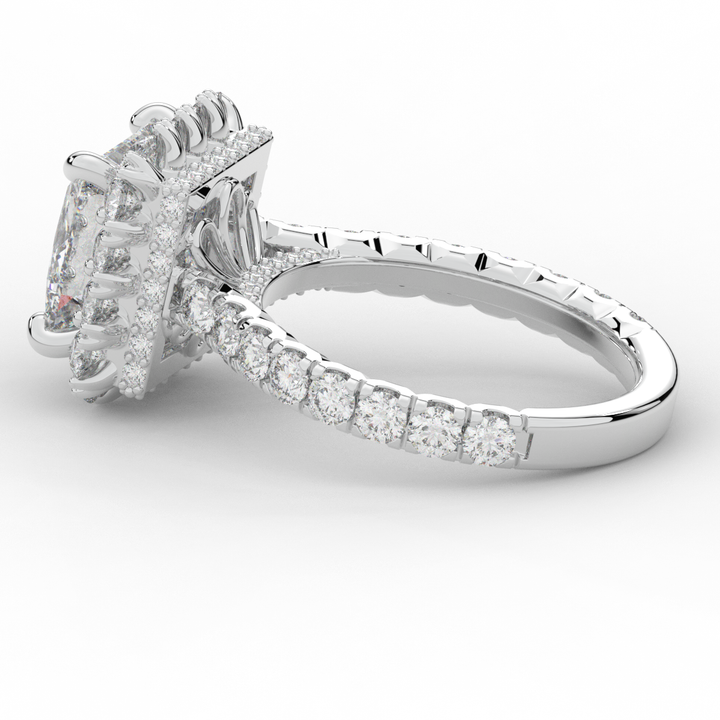 4.50CT.TW PRINCESS LAB DIAMOND HALO ENGAGEMENT RING - Nazarelle