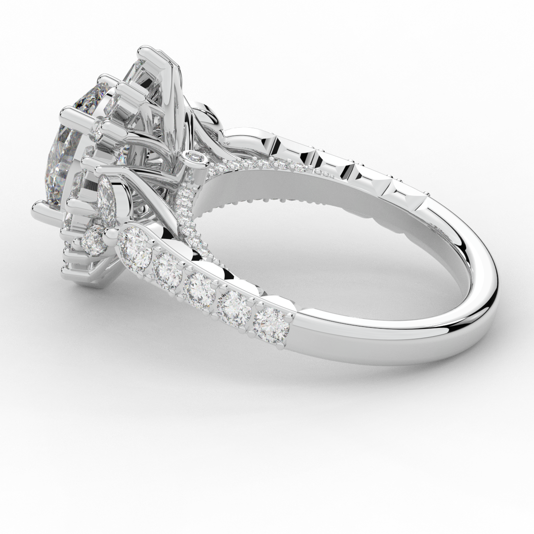 3.10CT.TW OVAL LAB DIAMOND HALO ENGAGEMENT RING - Nazarelle