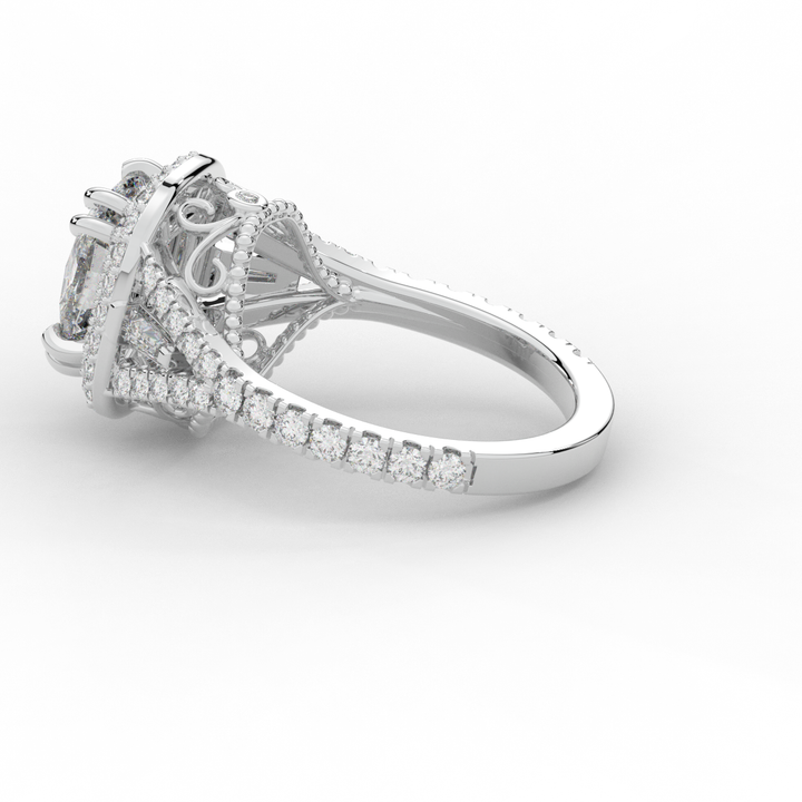 2.50CT.TW CUSHION LAB DIAMOND HALO ENGAGEMENT RING - Nazarelle