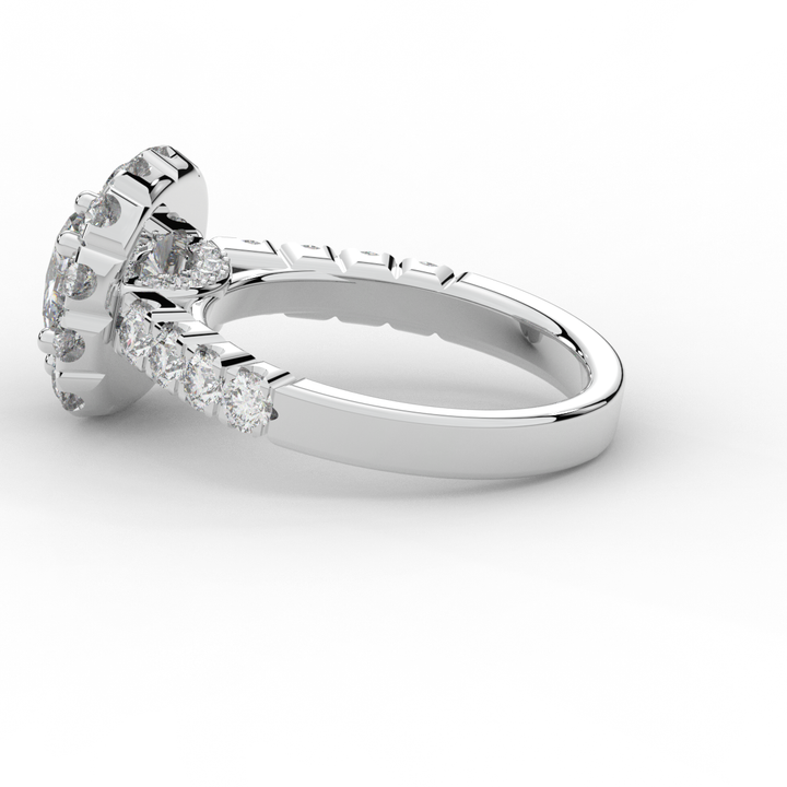 3.45CT.TW CUSHION LAB DIAMOND HALO ENGAGEMENT RING - Nazarelle