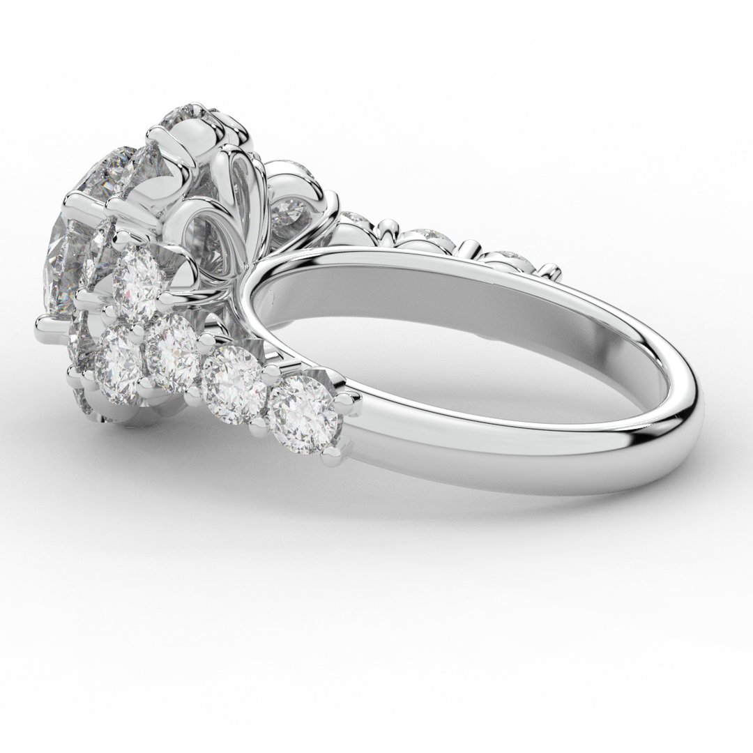 4.75CT.TW ROUND LAB DIAMOND HALO ENGAGEMENT RING - Nazarelle