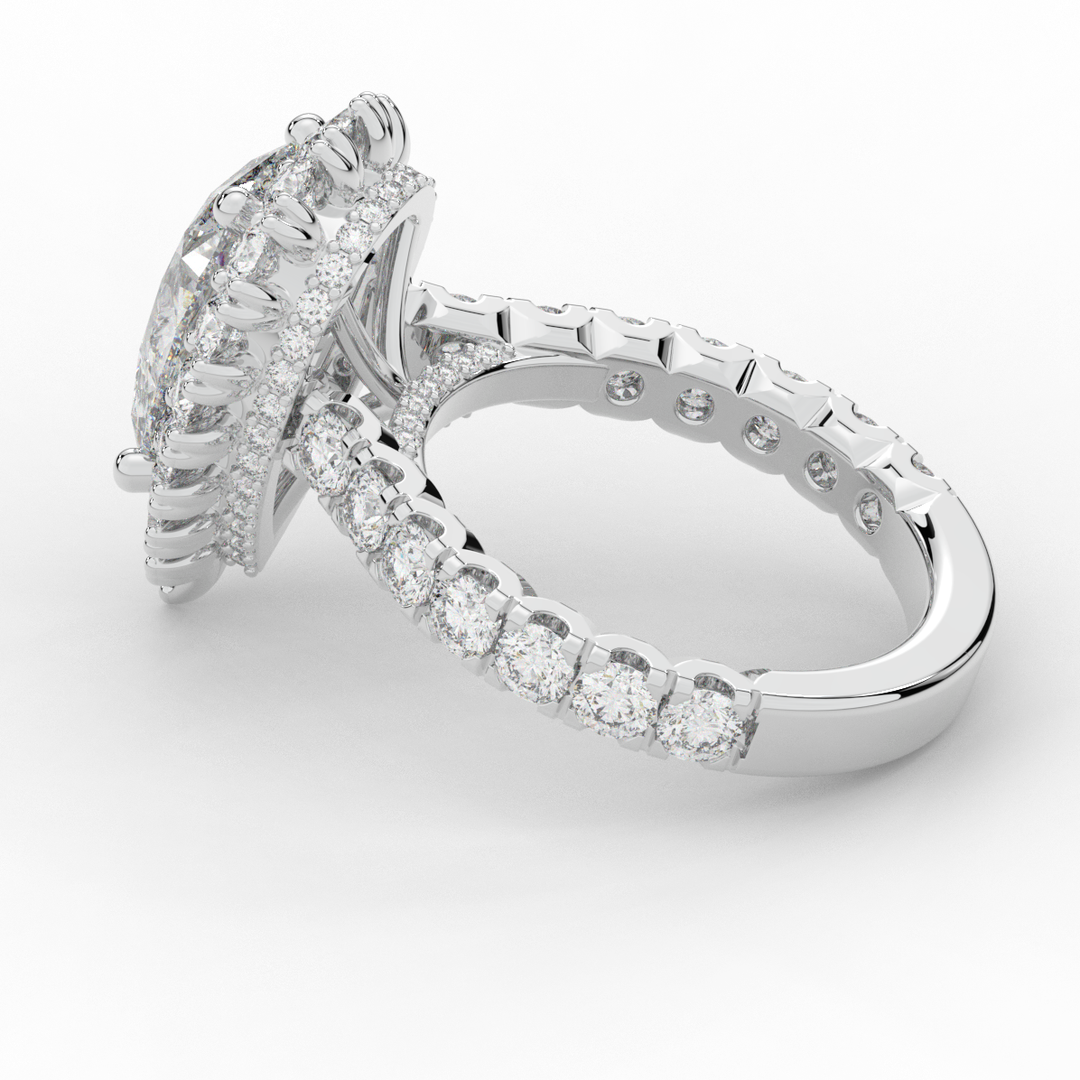 4.90CT.TW PEAR LAB DIAMOND HALO ENGAGEMENT RING - Nazarelle