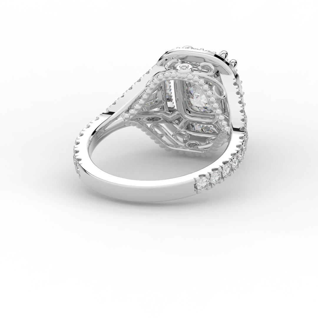 2.50CT.TW CUSHION LAB DIAMOND HALO ENGAGEMENT RING - Nazarelle