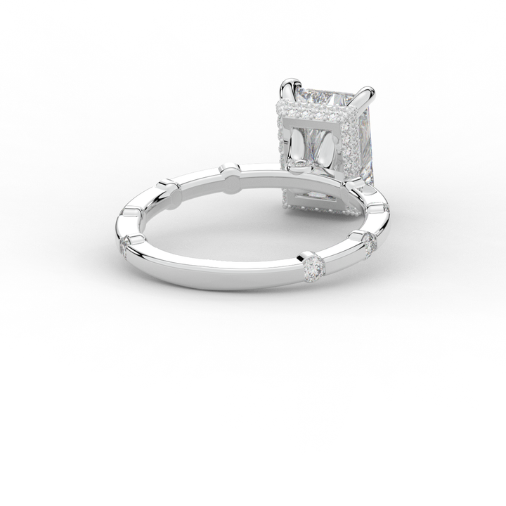 2.60CT.TW RADIANT LAB DIAMOND UNDERHALO SOLITAIRE ENGAGEMENT RING - Nazarelle