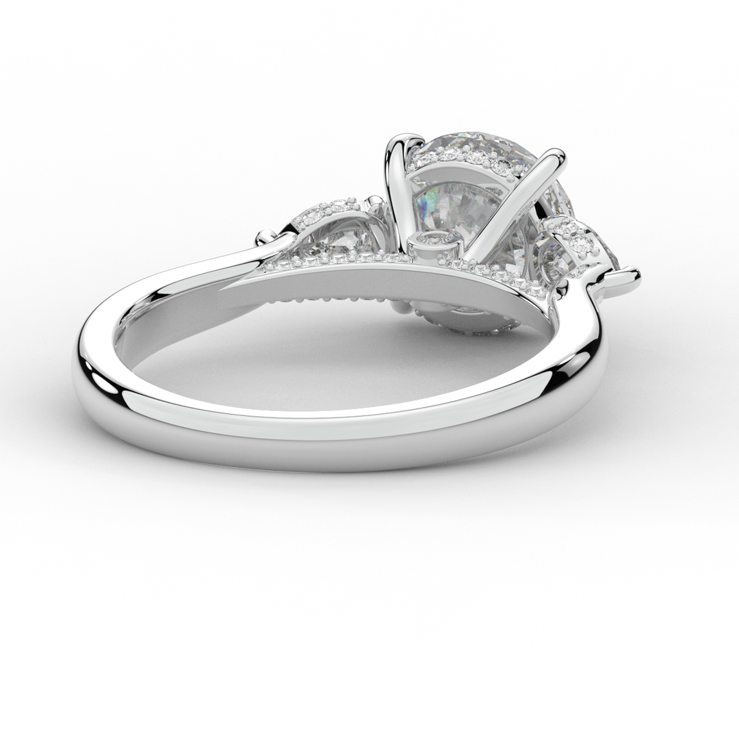 2.40CT.TW ROUND LAB DIAMOND 3 STONE ENGAGEMENT RING - Nazarelle