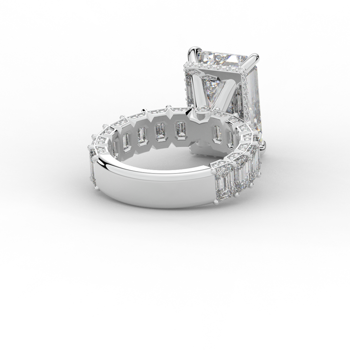 11.90CT.TW EMERALD CUT LAB DIAMOND SOLITAIRE ENGAGEMENT RING - Nazarelle