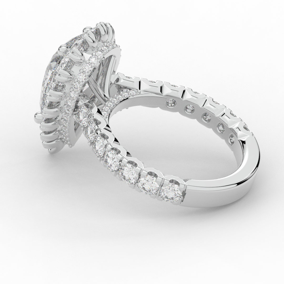 4.90CT.TW PEAR LAB DIAMOND HALO ENGAGEMENT RING - Nazarelle