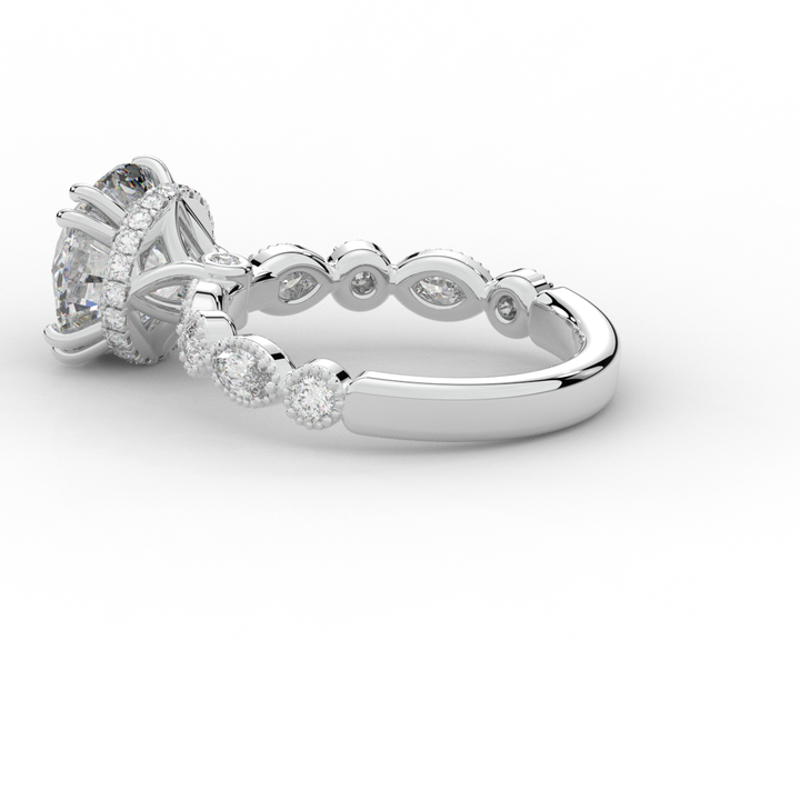 3.60CT.TW ROUND LAB DIAMOND SOLITAIRE ENGAGEMENT RING - Nazarelle