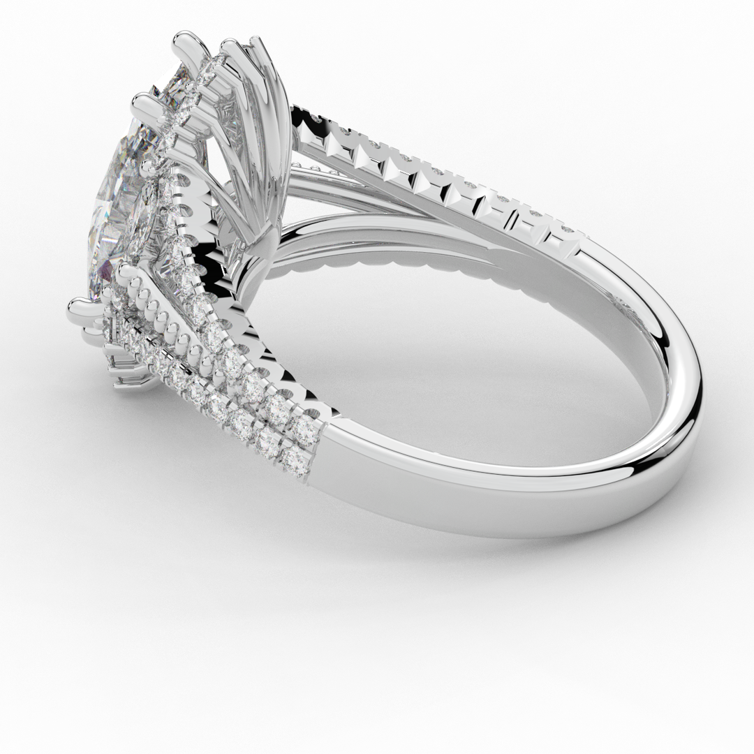 2.70CT.TW MARQUISE LAB DIAMOND HALO ENGAGEMENT RING - Nazarelle