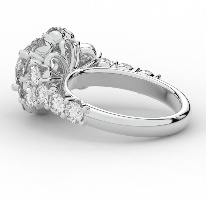 4.75CT.TW ROUND LAB DIAMOND HALO ENGAGEMENT RING - Nazarelle