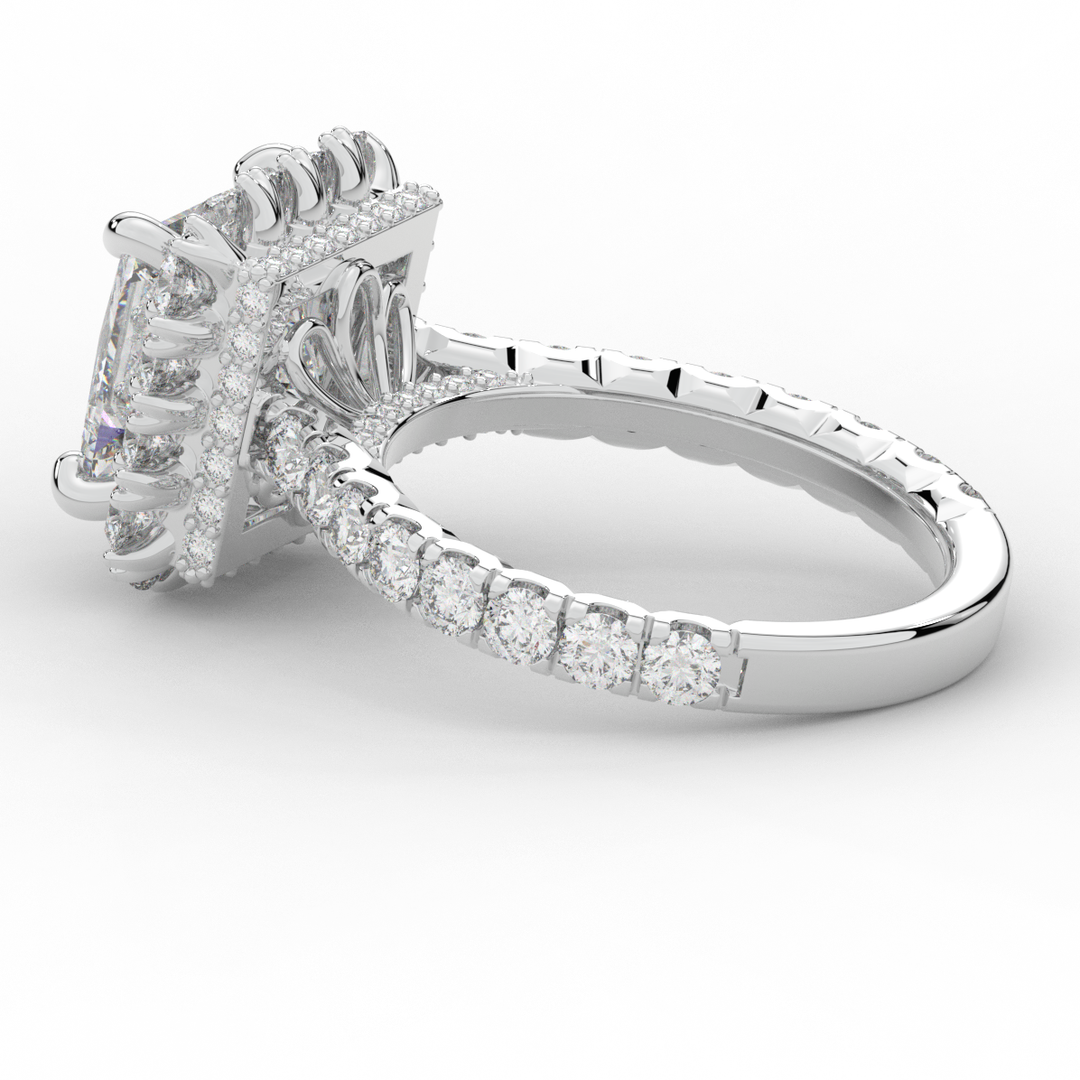 4.50CT.TW PRINCESS LAB DIAMOND HALO ENGAGEMENT RING - Nazarelle