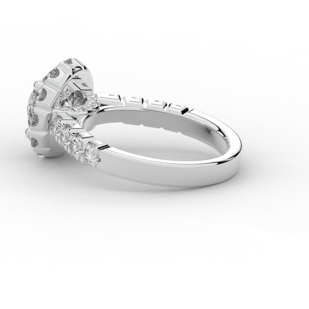 3.50CT.TW ROUND LAB DIAMOND HALO ENGAGEMENT RING - Nazarelle