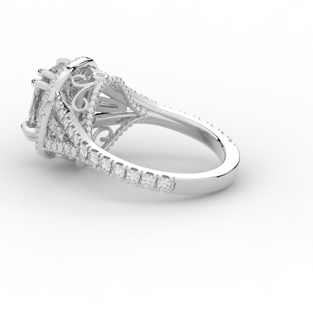 2.50CT.TW CUSHION LAB DIAMOND HALO ENGAGEMENT RING - Nazarelle