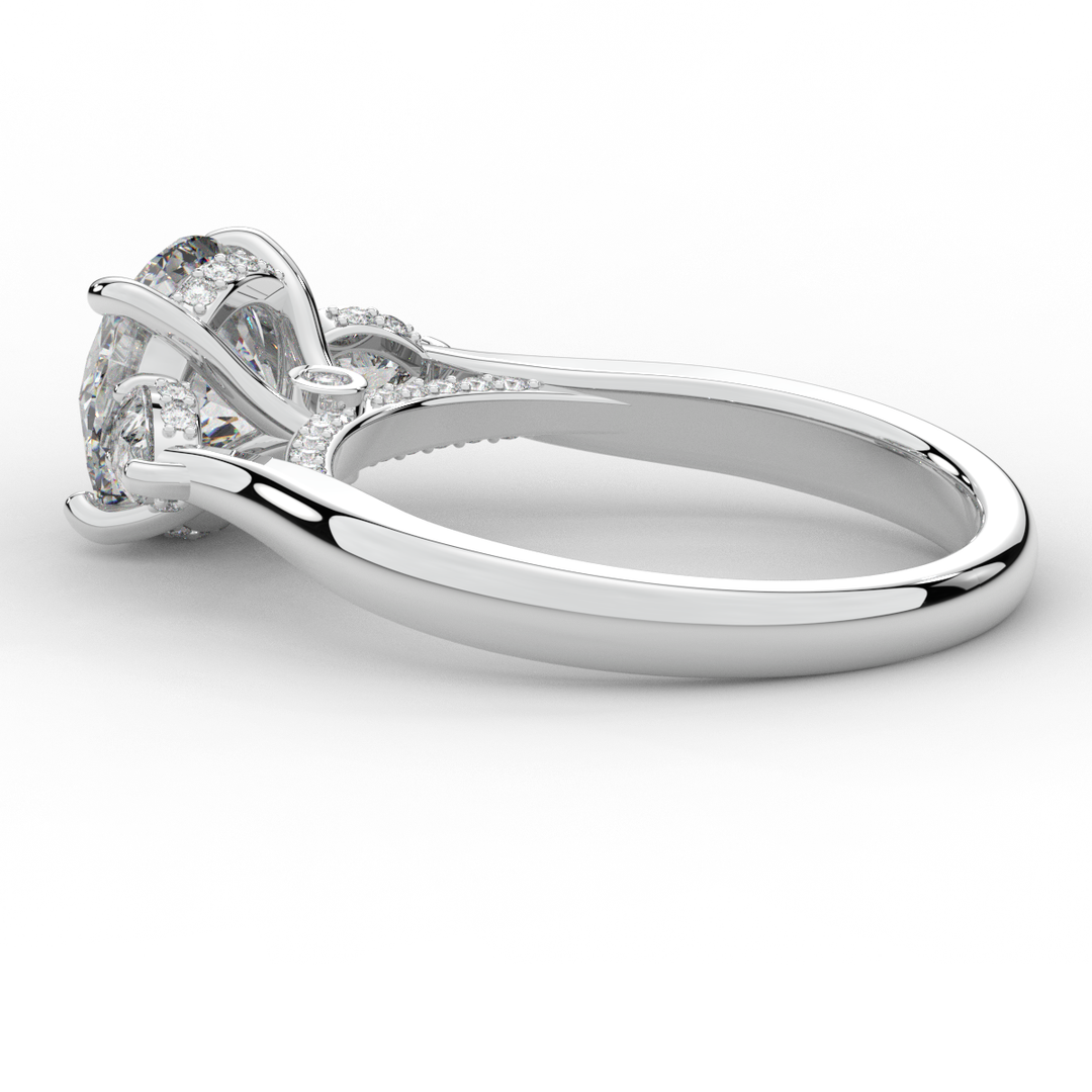 2.40CT.TW ROUND LAB DIAMOND 3 STONE ENGAGEMENT RING - Nazarelle