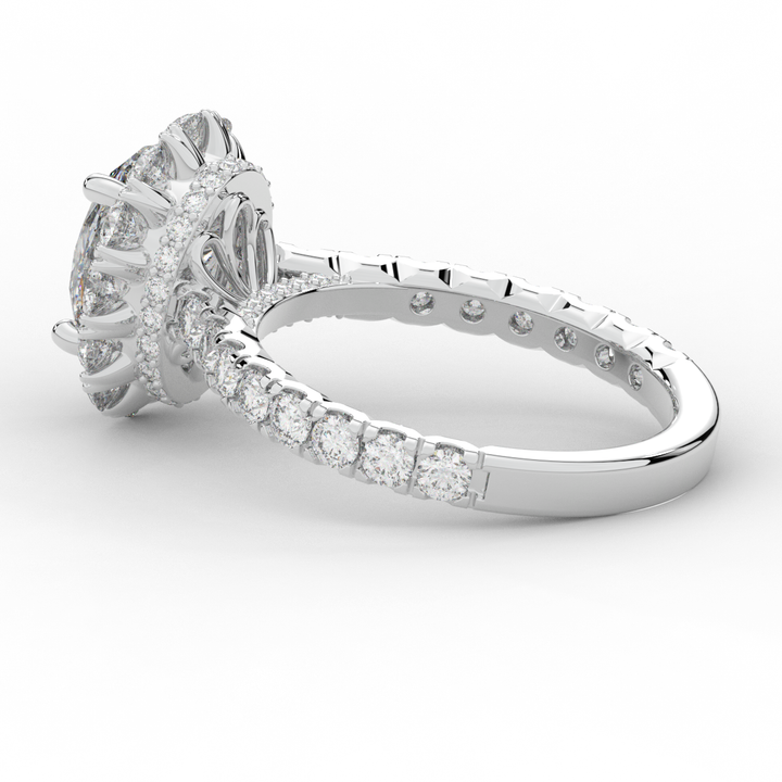 3.40CT.TW OVAL LAB DIAMOND HALO ENGAGEMENT RING - Nazarelle