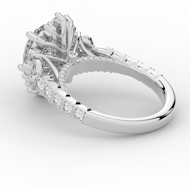 3.10CT.TW OVAL LAB DIAMOND HALO ENGAGEMENT RING - Nazarelle