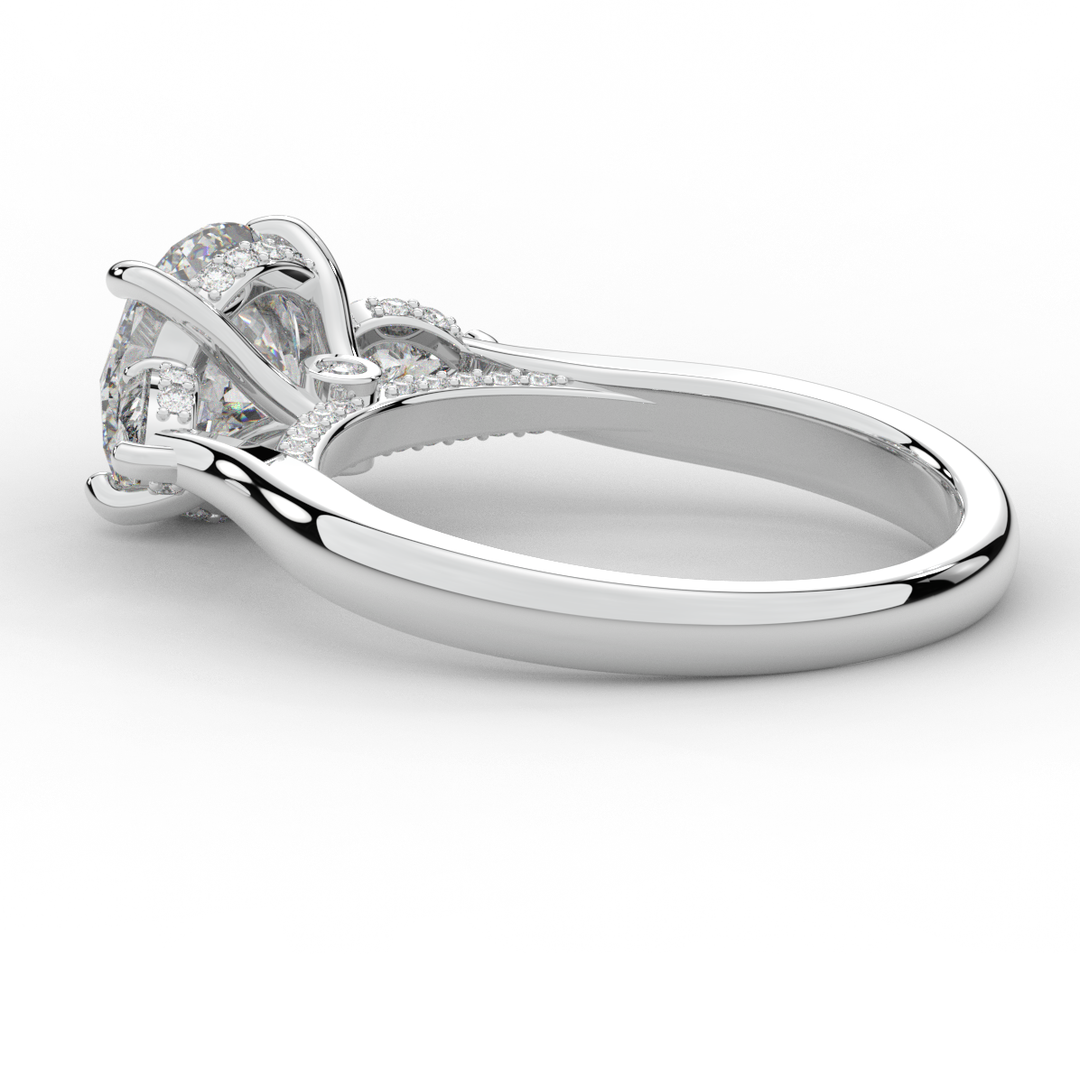 2.40CT.TW ROUND LAB DIAMOND 3 STONE ENGAGEMENT RING - Nazarelle