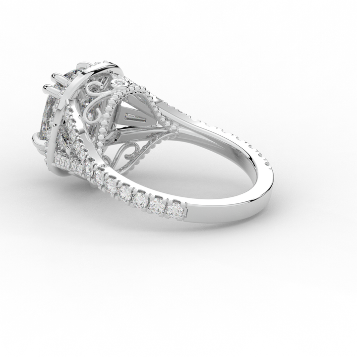 2.50CT.TW CUSHION LAB DIAMOND HALO ENGAGEMENT RING - Nazarelle