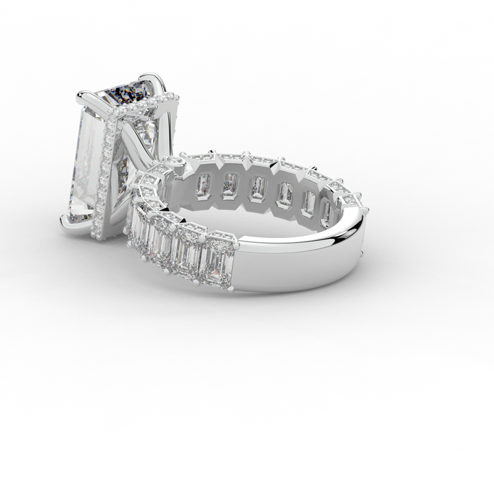 11.90CT.TW EMERALD CUT LAB DIAMOND SOLITAIRE ENGAGEMENT RING - Nazarelle