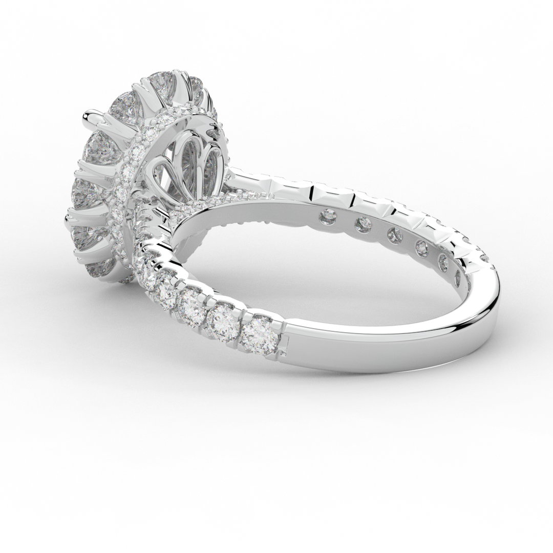 3.40CT.TW OVAL LAB DIAMOND HALO ENGAGEMENT RING - Nazarelle