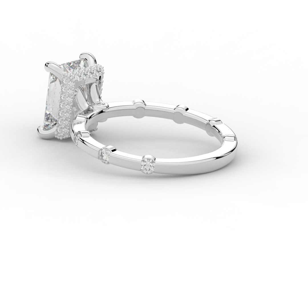 2.60CT.TW RADIANT LAB DIAMOND UNDERHALO SOLITAIRE ENGAGEMENT RING - Nazarelle