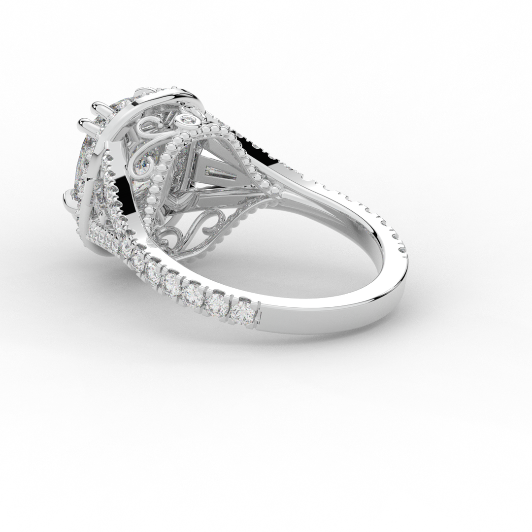 2.50CT.TW CUSHION LAB DIAMOND HALO ENGAGEMENT RING - Nazarelle