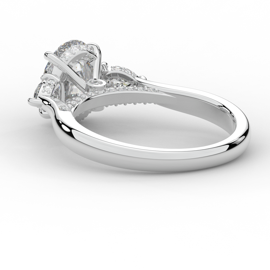 2.40CT.TW OVAL LAB DIAMOND 3 STONE ENGAGEMENT RING - Nazarelle