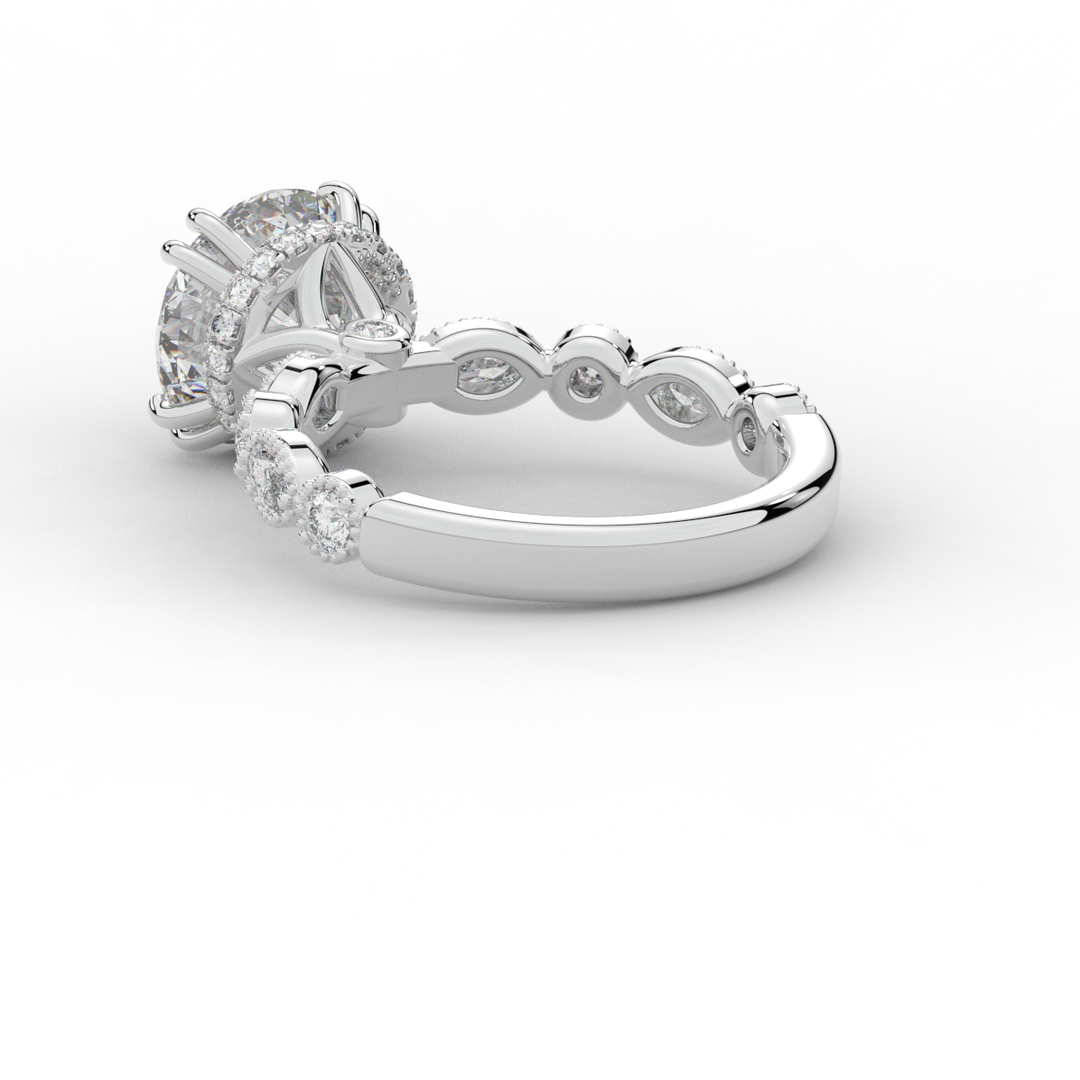 3.60CT.TW ROUND LAB DIAMOND SOLITAIRE ENGAGEMENT RING - Nazarelle