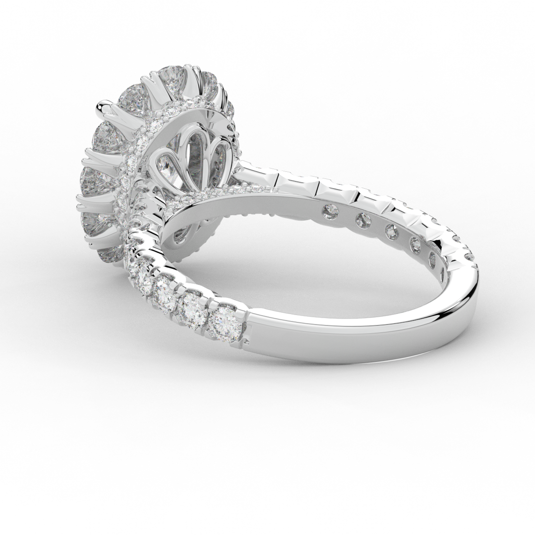 3.40CT.TW OVAL LAB DIAMOND HALO ENGAGEMENT RING - Nazarelle