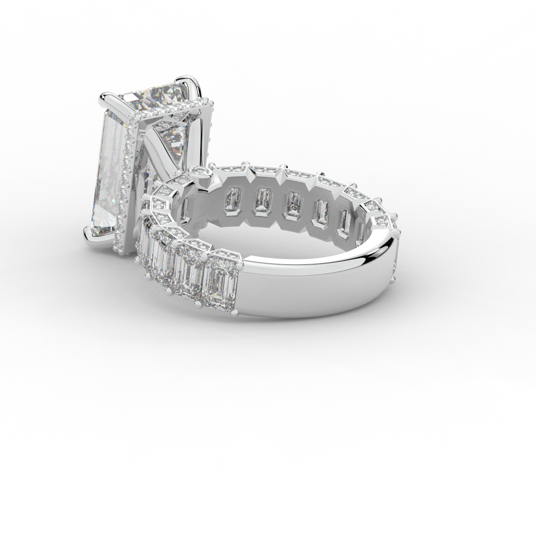 11.90CT.TW EMERALD CUT LAB DIAMOND SOLITAIRE ENGAGEMENT RING - Nazarelle