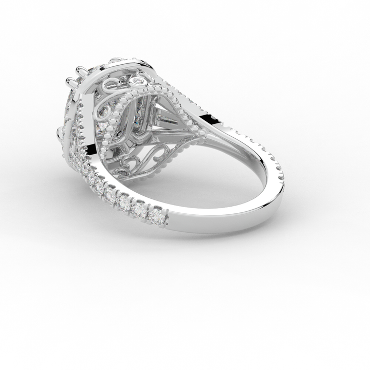 2.50CT.TW CUSHION LAB DIAMOND HALO ENGAGEMENT RING - Nazarelle