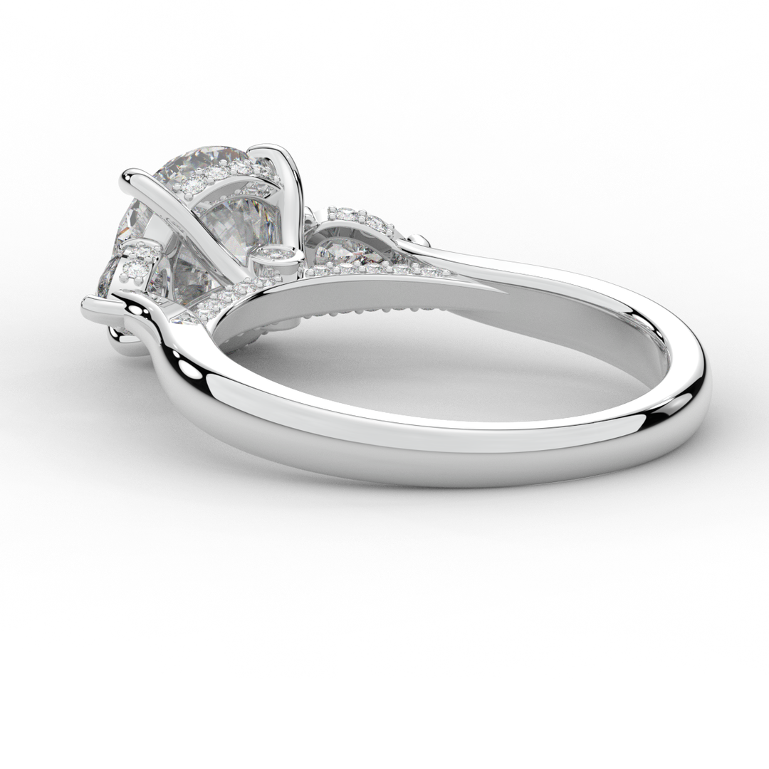 2.40CT.TW ROUND LAB DIAMOND 3 STONE ENGAGEMENT RING - Nazarelle