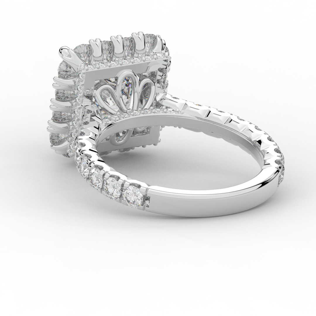 4.50CT.TW PRINCESS LAB DIAMOND HALO ENGAGEMENT RING - Nazarelle