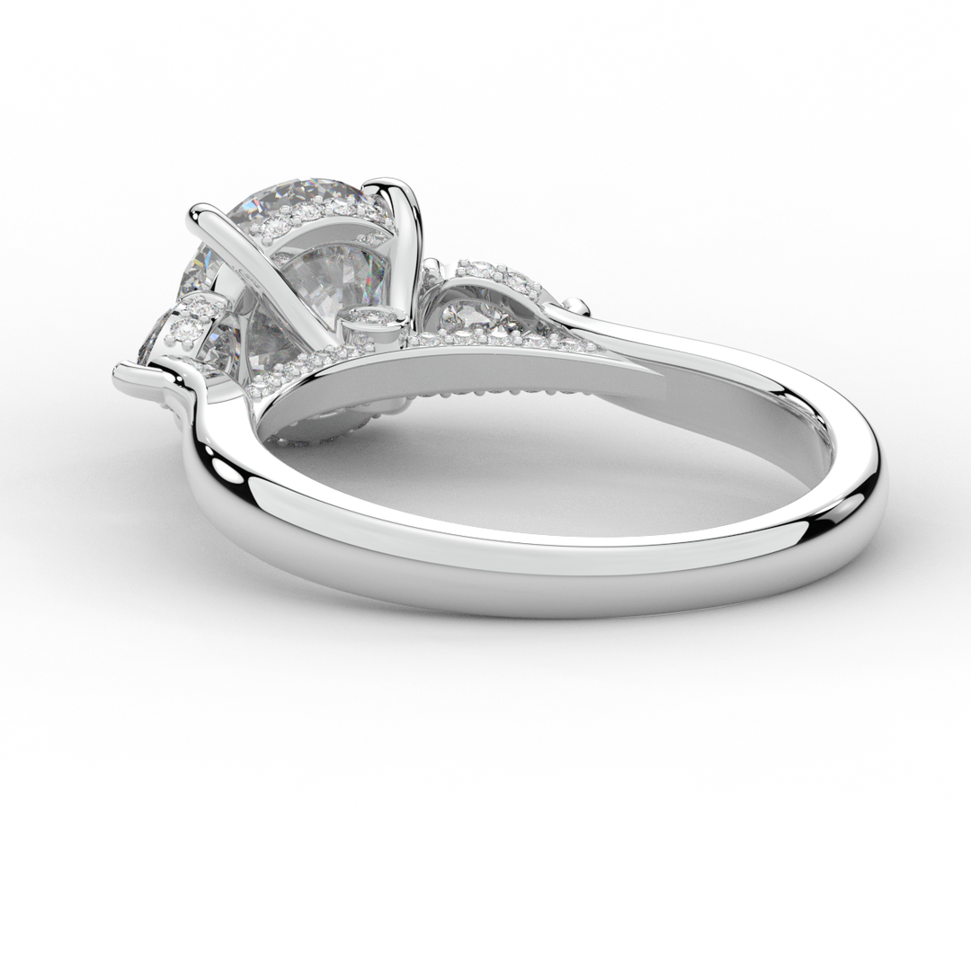 2.40CT.TW ROUND LAB DIAMOND 3 STONE ENGAGEMENT RING - Nazarelle