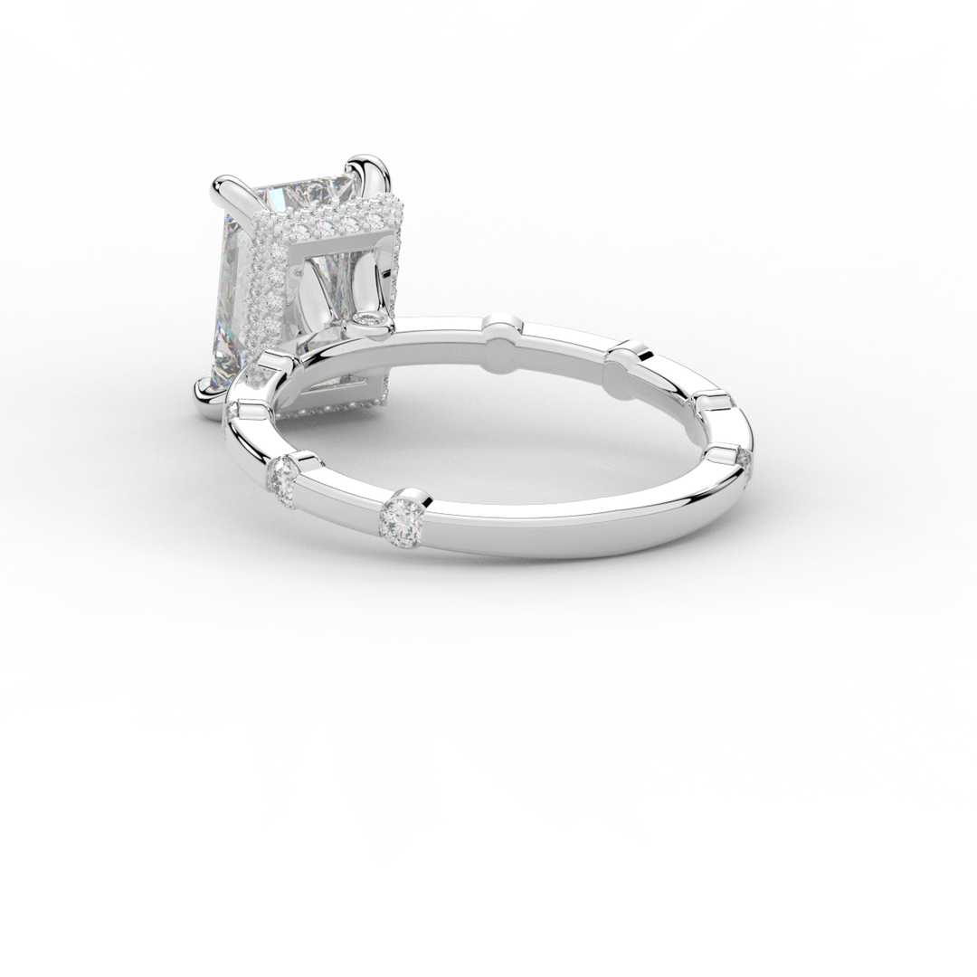 2.60CT.TW RADIANT LAB DIAMOND UNDERHALO SOLITAIRE ENGAGEMENT RING - Nazarelle