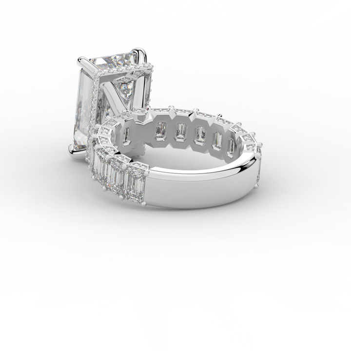 11.90CT.TW EMERALD CUT LAB DIAMOND SOLITAIRE ENGAGEMENT RING - Nazarelle