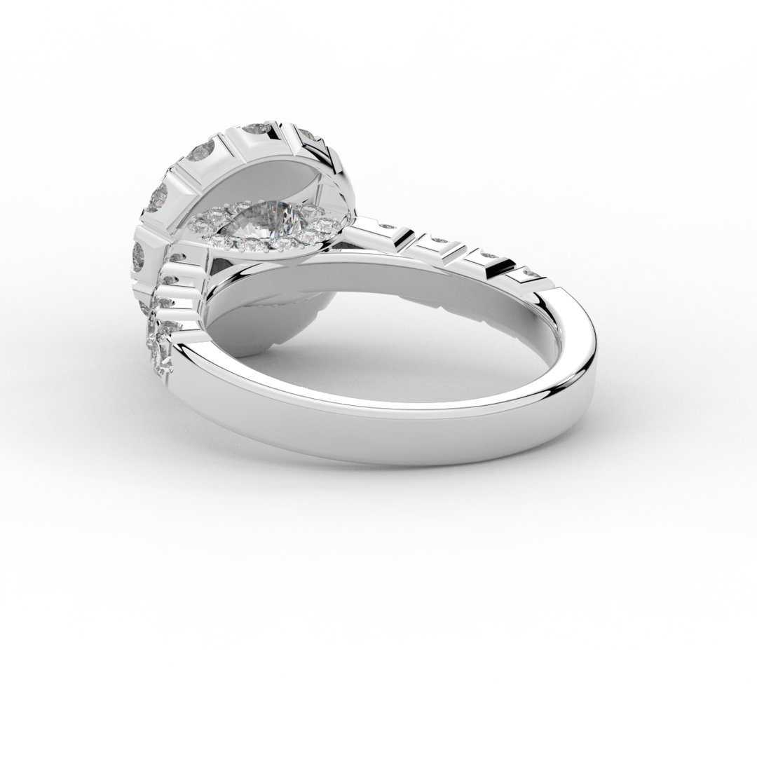 3.50CT.TW ROUND LAB DIAMOND HALO ENGAGEMENT RING - Nazarelle