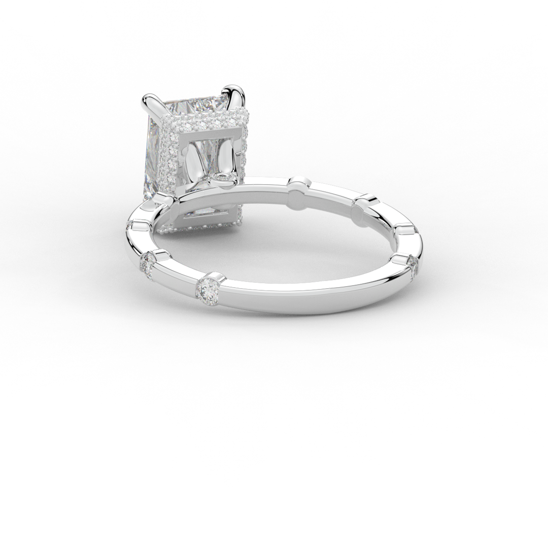 2.60CT.TW RADIANT LAB DIAMOND UNDERHALO SOLITAIRE ENGAGEMENT RING - Nazarelle