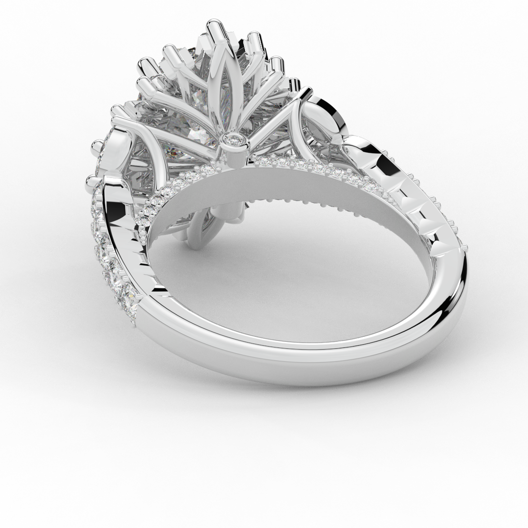 3.10CT.TW OVAL LAB DIAMOND HALO ENGAGEMENT RING - Nazarelle